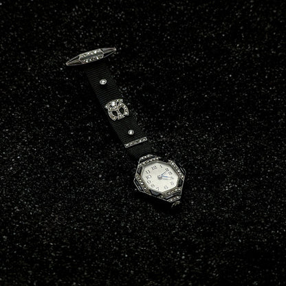 Rever-Horloge | Onyx Elegance Diamond Timepiece